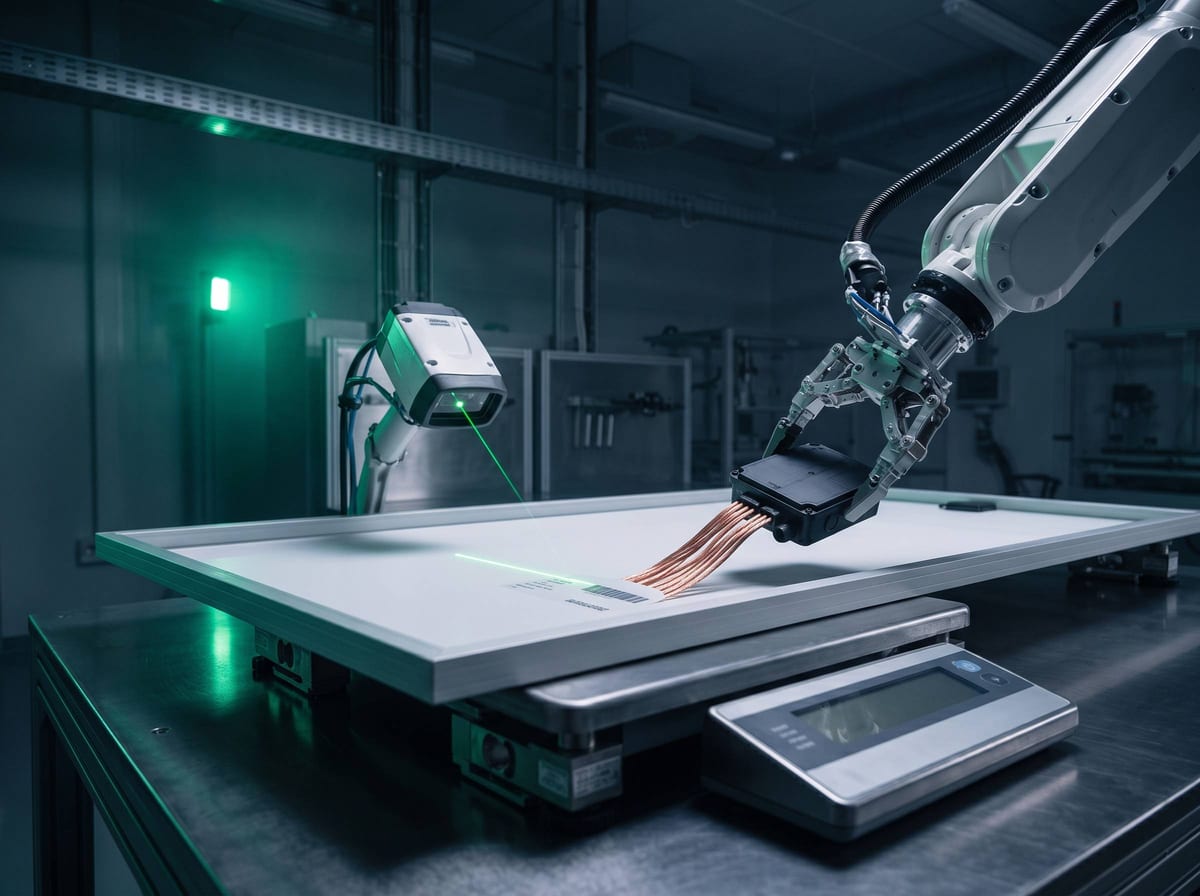 A solar module being scanned and registered on arrival